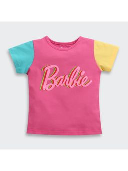 TINY GIRL - Barbie Logo Girls Stylish Casual Wear T-Shirt-Pink