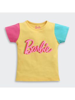 TINY GIRL - Barbie Logo Girls Stylish Casual Wear T-Shirt-Yellow
