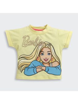 TINY GIRL - Barbie Girls Stylish Casual Wear Graphic T-Shirt Lemon