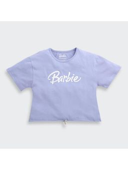 TINY GIRL - Barbie Purple Brand Logo Printed T-shirt