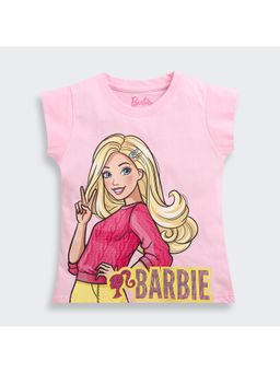 TINY GIRL - Barbie Character Print with Bold Logo T-Shirt