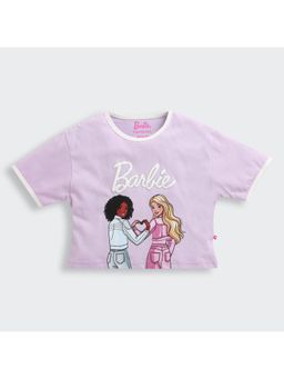 TINY GIRL - Barbie Lavender Brand Logo Printed T-shirt