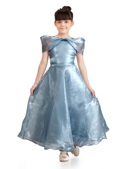 TINY GIRL - Half Sleeves Shimmered Gown - Opal Blue