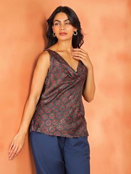 Fabindia - Red Rayon Blend Ajrakh Top