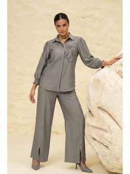 Sheczzar - Grey Cotton-Linen Co-Ord Set