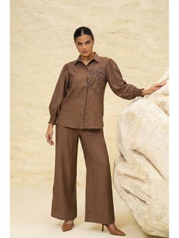 Sheczzar - Cocoa Brown Cotton-Linen Co-Ord Set