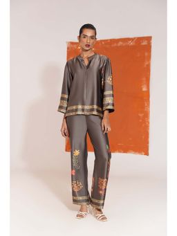 Sheczzar - Grey Printed Satin Co-Ord Set