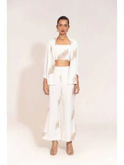 Sheczzar - White Linen Blend Embroidered Three-Piece Co-Ord Set
