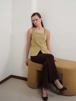 FABLE STREET - Square Neck Waist Top - Olive