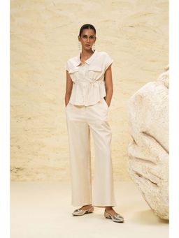 Sheczzar - Cream Linen Blend Sustainable Co-Ord Set