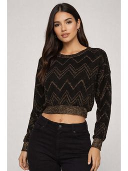NOBARR - Womens Black Round Neck Full Sleeve Down Shoulder Stylish Party Wear Top