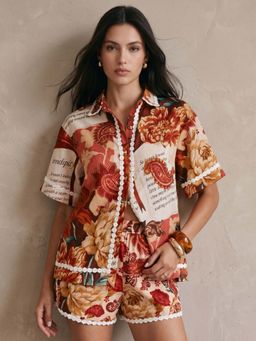 Outzidr - Brown Printed Co -Ord Set