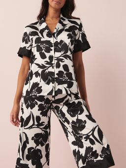 La Vie En Rose - Satin Shirt Short Sleeve - Black