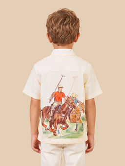 U.S. POLO ASSN. - Boys Yellow Graphic Striped Printed Boxy Fit Shirt