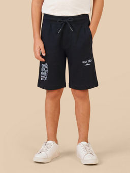 U.S. POLO ASSN. - Boys Navy Blue Brand Embroidered Regular Fit Shorts