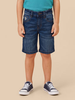 U.S. POLO ASSN. - Boys Blue Mid Rise Regular Fit Denim Shorts