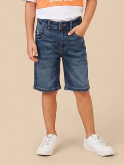 U.S. POLO ASSN. - Boys Blue Mid Rise Regular Fit Denim Shorts