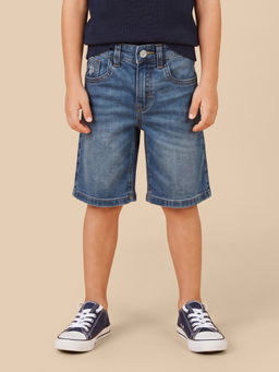 U.S. POLO ASSN. - Boys Blue Mid Rise Regular Fit Denim Shorts