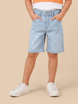 U.S. POLO ASSN. - Boys Light Blue Mid Rise Regular Fit Denim Shorts