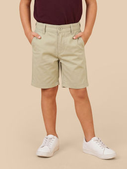 U.S. POLO ASSN. - Boys Khaki Solid Mid Rise Slim Fit Shorts