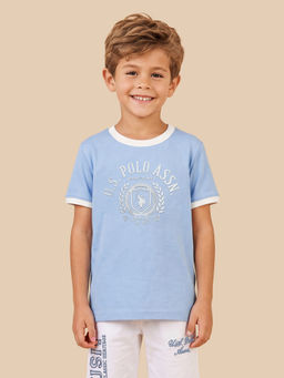 U.S. POLO ASSN. - Boys Blue Brand Printed Regular Fit T-shirt