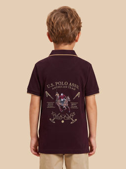 U.S. POLO ASSN. - Boys Burgundy Graphic Brand Embroidered Regular Fit Polo T-shirt