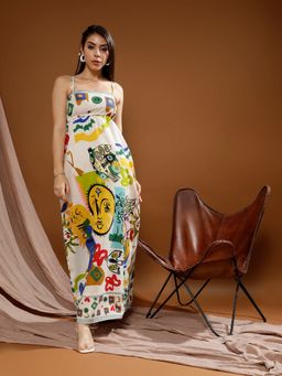 AAREIN - Boho By White Printed A-Line Maxi Dress