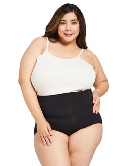 G Heist - Women Plus Size Black Solid High-Waist Seamless Shaping Brief
