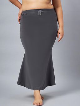 G Heist - Women Grey Plus Size Solid Skinny Fit Saree Shapewear