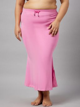 G Heist - Women Pink Plus Size Solid Skinny Fit Saree Shapewear