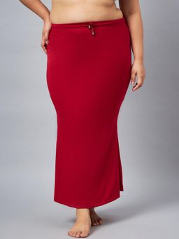 G Heist - Women Red Plus Size Solid Skinny Fit Saree Shapewear