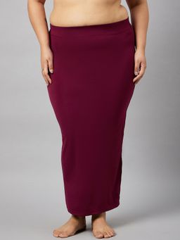 G Heist - Women Burgundy Plus Size Solid Seamless Saree Shapewear