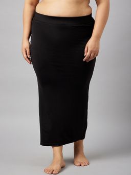 G Heist - Women Black Plus Size Solid Seamless Saree Shapewear