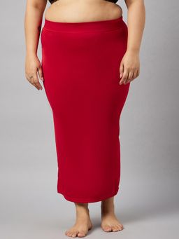 G Heist - Women Red Plus Size Solid Seamless Saree Shapewear