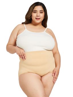 G Heist - Women Plus Size Nude Solid High-Waist Seamless Shaping Brief