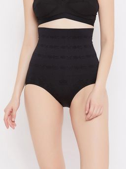 G Heist - Women Black-Colored Solid High-Waist Seamless Shaping Brief