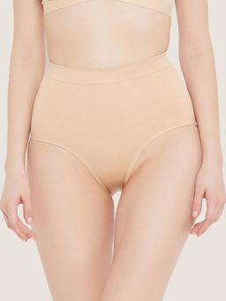G Heist - Women Skin-Colored Solid High-Waist Seamless Shaping Brief