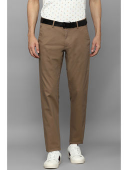 Louis Philippe - Men Brown Slim Fit Solid Flat Front Formal Trousers