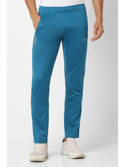 Peter England - Men Blue Solid Athletic Fit Casual Trousers