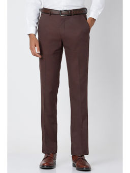 Van Heusen - Men Brown Solid Skinny Fit Trousers