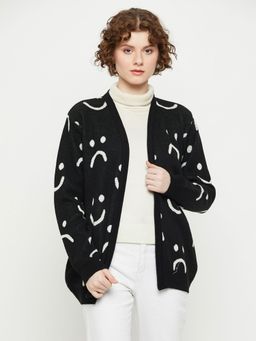 KASMA - Women Peter Pan Collar Full Sleeves Quirky Cardigan