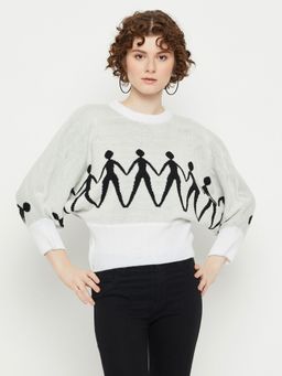 KASMA - Women Round Neck Full Sleeves Quirky Sweater