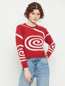 KASMA - Women Round Neck Full Sleeves Quirky Sweater