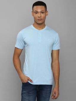 Allen Solly - Men Blue Solid Henley Neck T-Shirt