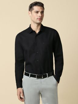 Allen Solly - Men Black Slim Fit Solid Full Sleeves Formal Shirt