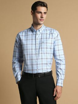 Allen Solly - Men Blue Slim Fit Check Full Sleeves Formal Shirt