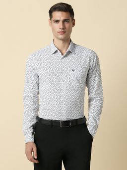 Allen Solly - Men White Slim Fit Print Full Sleeves Formal Shirt