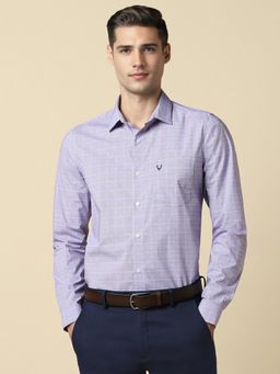 Allen Solly - Men Lilac Slim Fit Check Full Sleeves Formal Shirt