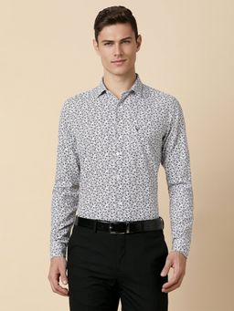 Allen Solly - Men White Slim Fit Print Full Sleeves Formal Shirt