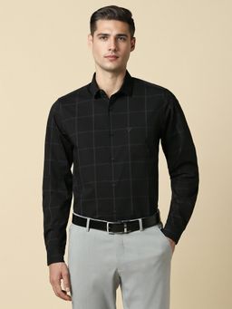 Allen Solly - Men Black Slim Fit Check Full Sleeves Formal Shirt